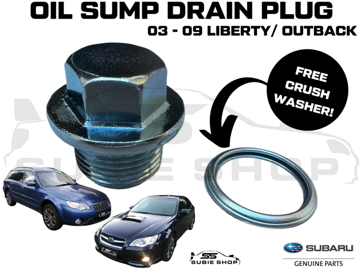 New Genuine Subaru Liberty Outback EJ H6 03 - 09 Sump Drain Plug + Crush Washer