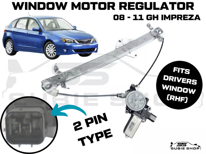 Front Right Driver Window Motor Regulator RHF For Subaru Impreza 2008 - 11 GH