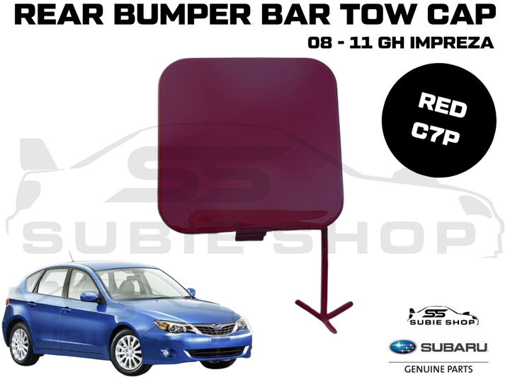 GENUINE Subaru Impreza 08 - 11 GH GE Rear Bumper Bar Tow Hook Cap Cover Red C7P