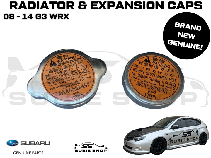 GENUINE Subaru Impreza G3 WRX EJ255 08-14 Turbo Radiator Expansion Tank Cap Pair