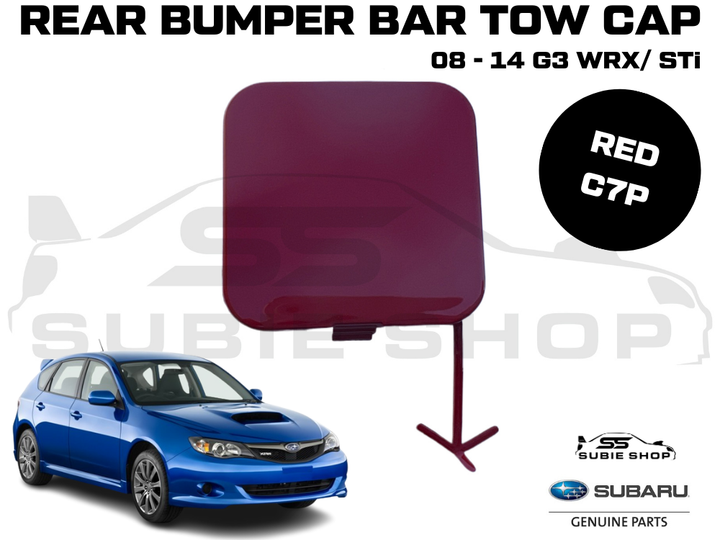 GENUINE Subaru Impreza G3 WRX STi 08 -14 Rear Bumper Bar Tow Hook Cap Cover Red