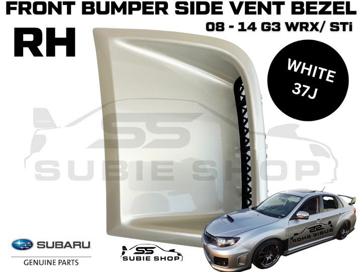 GENUINE Subaru Impreza 08-14 G3 WRX STi Front Bumper Side Vent Bezel White 37J