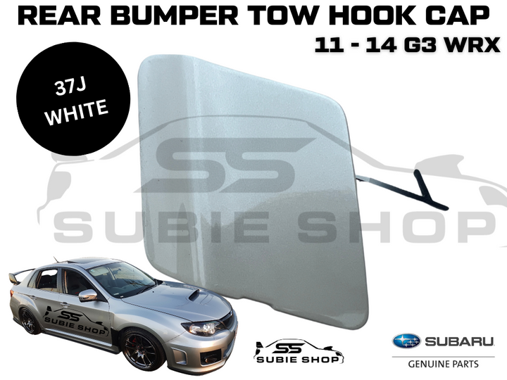 GENUINE Subaru Impreza 11-14 G3 WRX Rear Bumper Bar Tow Hook Cap Cover White 37J