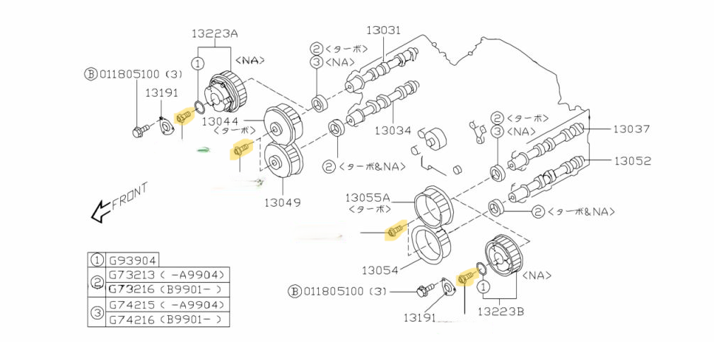 GENUINE Subaru GD WRX STi 2000 -07 EJ207 Camshaft Cam Intake Exhaust Wheel Bolts