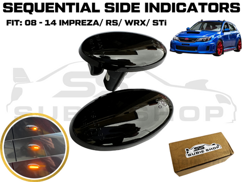 Smoked Black Sequential Fender Side Indicators For 08 - 14 Subaru Impreza RS WRX