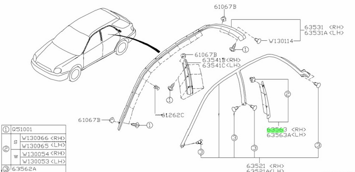 New GENUINE Subaru Impreza GD WRX 00 - 07 Pillar Side Window Trim Panel Cover RH