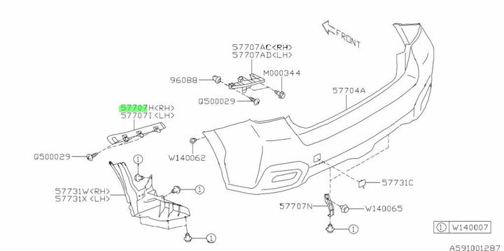 GENUINE Subaru XV GP CROSSTREK 12 - 16 Rear Bumper Bar Bracket Slider Right RH R