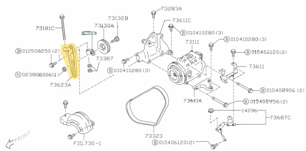 GENUINE Subaru Liberty Impreza STi Forester Outback EJ Belt Tensioner Bracket