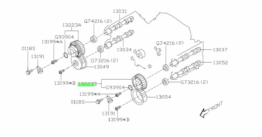 GENUINE Subaru GD WRX STi 2000 - 07 EJ207 Left Timing Camshaft Cam Intake Wheel