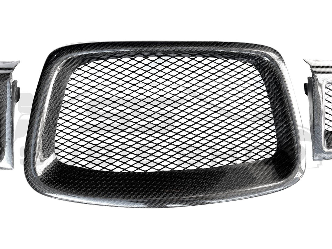 3 Piece Carbon Fiber Black Mesh Grille Grill For 06 - 07 Subaru WRX STI Hawkeye