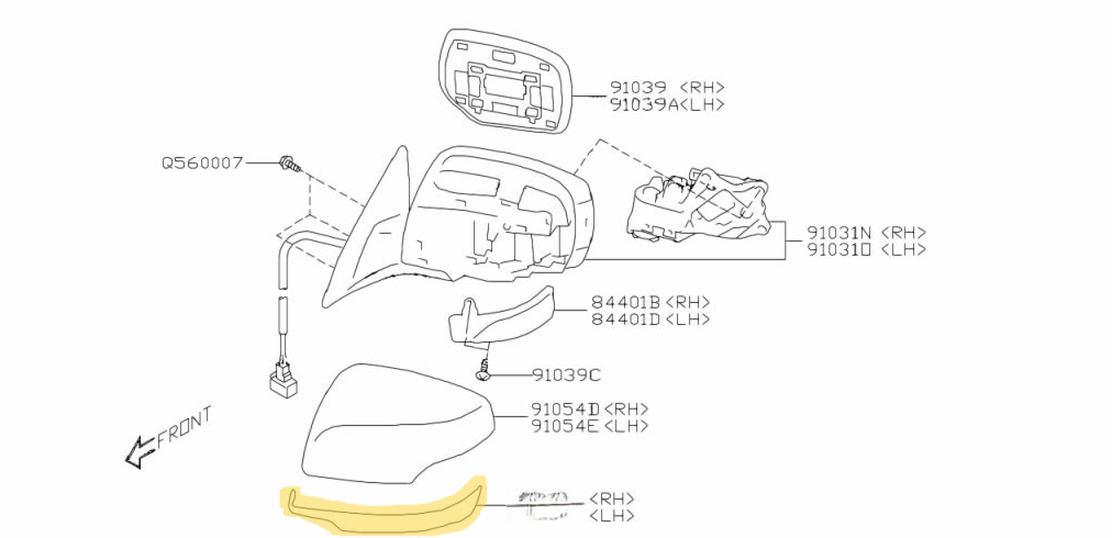 Genuine Subaru Liberty BM 2012 - 14 Left Passenger Side Mirror Cover Trim Panel