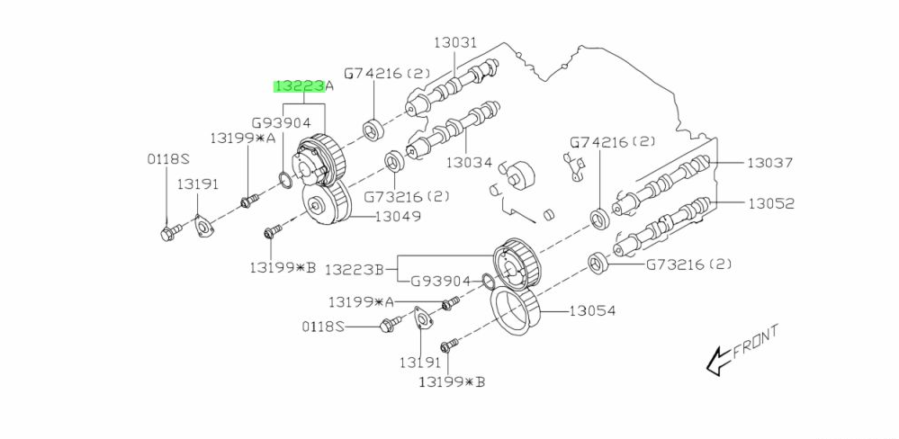 GENUINE Right Camshaft Cam Intake Wheel EJ20x Subaru Liberty Legacy 13320AA001