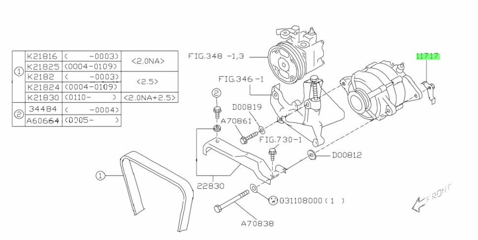 Subaru Liberty Outback Gen 4 03 - 09 EJ20 EJ25 Alternator Bracket Bolt Tensioner