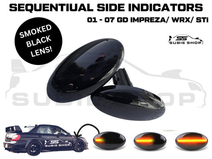 Smoked Lens Sequential Fender Side Indicators For 01 - 07 Subaru Impreza RS WRX