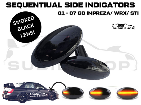 Smoked Lens Sequential Fender Side Indicators For 01 - 07 Subaru Impreza RS WRX