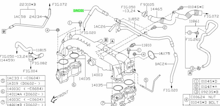 Genuine Subaru Liberty GT Turbo EJ20X EJ255 03 - 09 PCV Vacuum Air Oil Hose Pipe