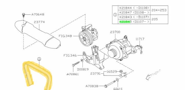 New Genuine OEM Subaru Liberty Gen 4 GT EJ255 Turbo 2006 - 2009 Alternator Belt