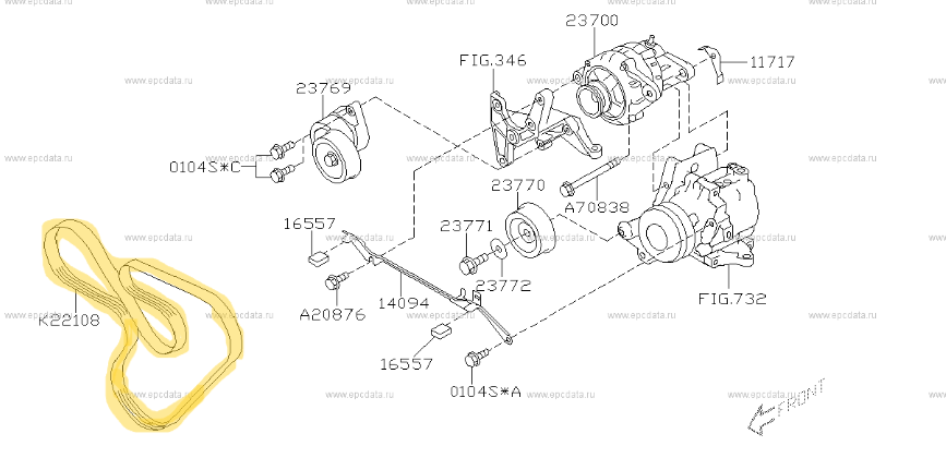 Genuine OEM Subaru Liberty Outback H6 EZ30 03 - 09 V Serpentine Accessorie Belt