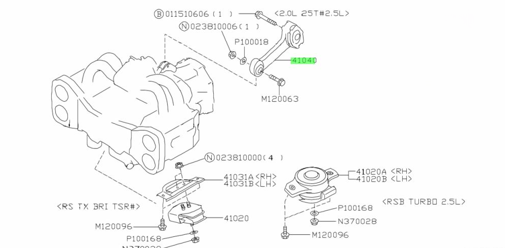 Genuine Subaru Liberty Outback 2003 - 2009 Gearbox Transmission Pitch Stop Mount