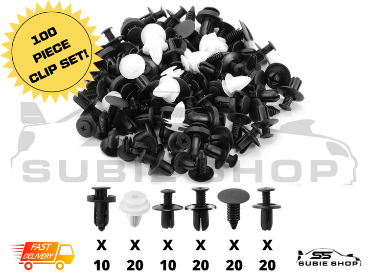 100 X Plastic Bumper Guard Fastener Clips For Subaru Impreza WRX Liberty Outback