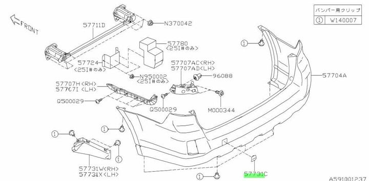 GENUINE Subaru Outback BR 09 - 14 Rear Bumper Bar Tow Hook Cap Cover Grey 61K