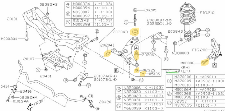 GENUINE Subaru Impreza GH 2008 - 11 Front Lower Control Arm Bush Ball Joint Kit