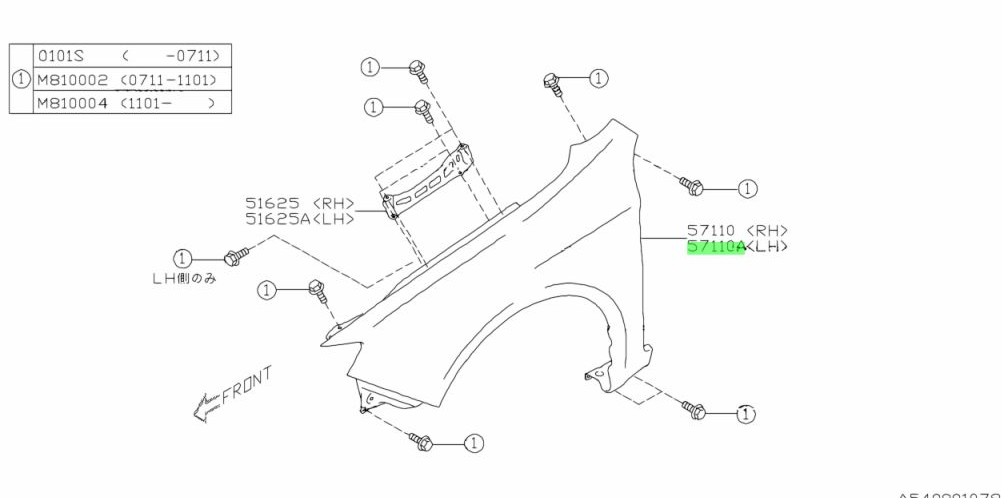 Genuine Subaru Impreza G3 WRX STi 08-14 Left Front Wheel Arch Fender Guard Panel