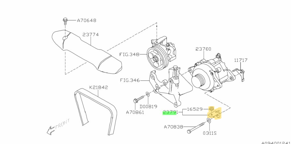 Subaru Impreza GH G3 WRX STi 2008 - 14 EJ Accessory AC Belt Pulley Cover Bracket