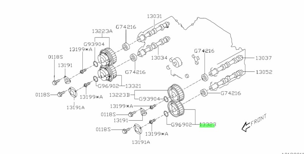 GENUINE Left Camshaft Cam Exhaust Wheel EJ20x Subaru Liberty Legacy 13323AA000