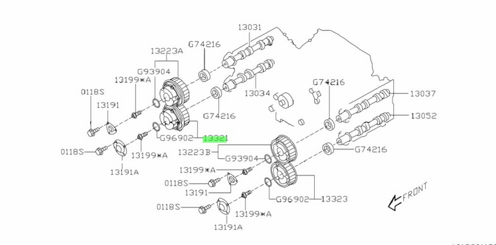 GENUINE Right Camshaft Cam Exhaust Wheel EJ20x Subaru Liberty Legacy 13321AA000