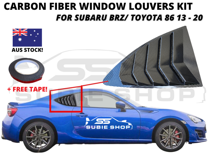 Side Rear Window Louvers Pair Trim For 13 - 20 Subaru BRZ Toyota 86 Carbon Fiber