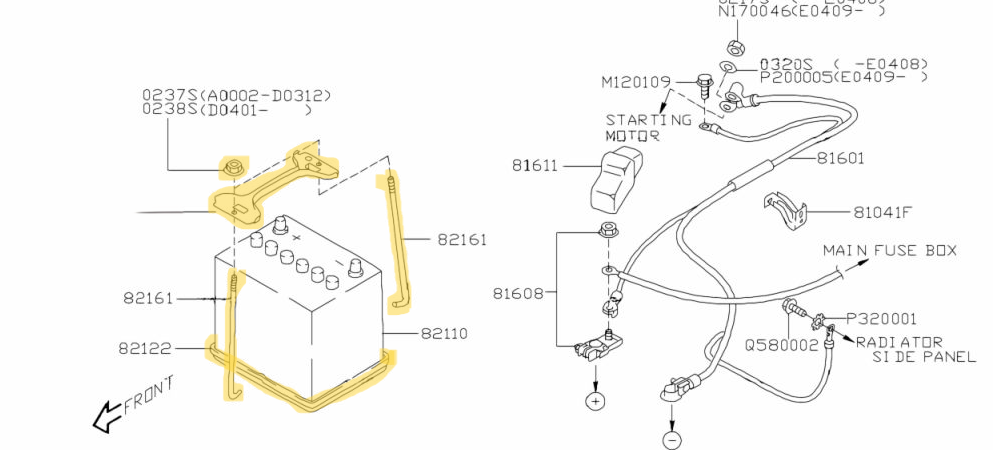 Genuine Subaru Impreza 08 -14 GH G3 WRX Small Battery Tie Down Tray Clamp Holder