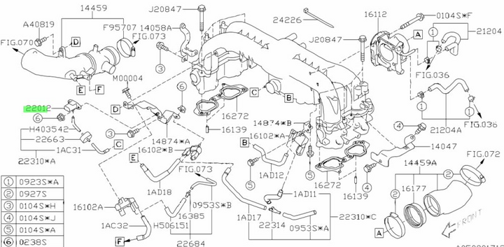 GENUINE Subaru Liberty Legacy EJ20x Inlet Manifold Air Vacuum Sensor 22012AA210