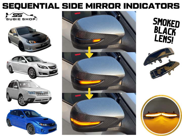 Smoked Black Sequential Side Mirror Indicators For Subaru Liberty Forester Outbk