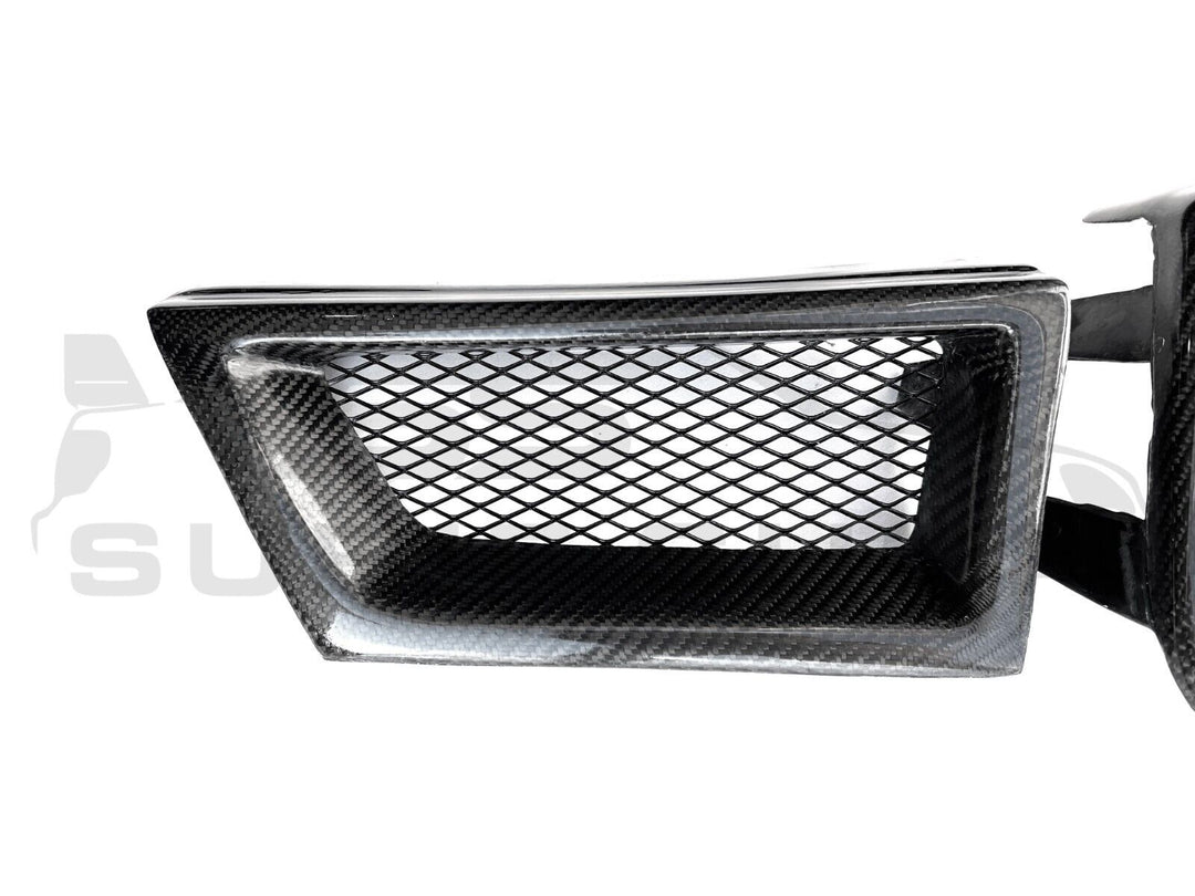 3 Piece Carbon Fiber Black Mesh Grille Grill For 06 - 07 Subaru WRX STI Hawkeye