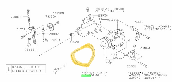 New Genuine OEM Subaru Outback EJ25 2003 - 2009 AC Air Con Conditioning Belt