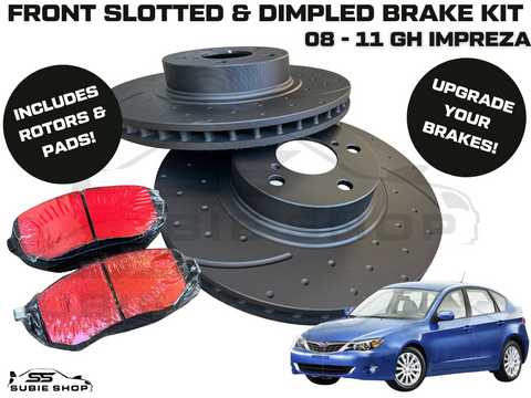 RDA Slotted Dimpled Front Brakes Brake Rotors Pads Upgrade 08-11 Subaru Impreza