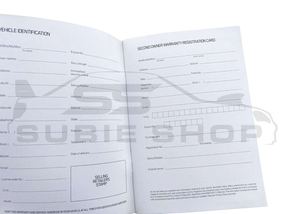 GENUINE Subaru BRZ 12-16 ZC6 Factory Owners Service Manual Log Book Wallet Pouch