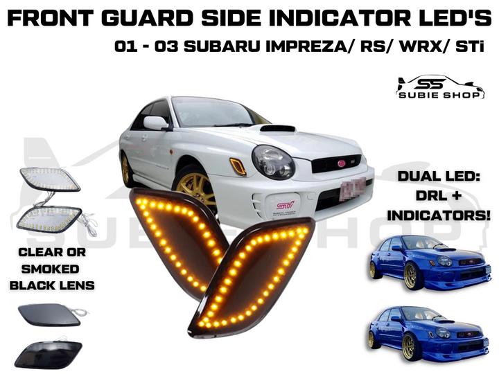 Front Guard Fender LED Side DRL + Indicators For 01 - 03 Subaru Impreza RS WRX