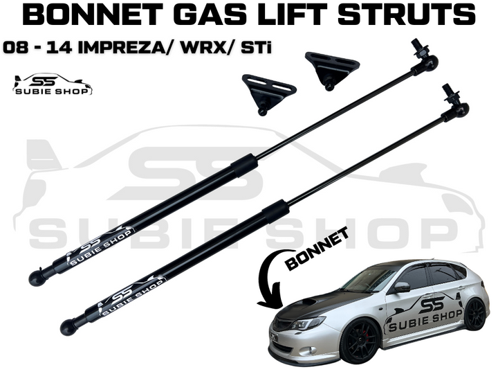 Bonnet Hood Lift Gas Struts Kit For 08 - 14 GH G3 Subaru Impreza RS WRX STi