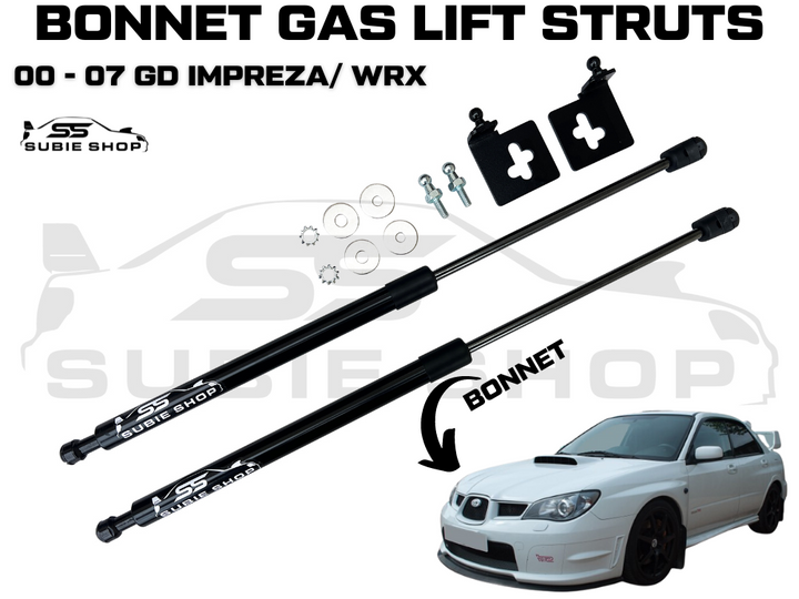 Bonnet Hood Lift Gas Struts Upgrade Kit For 00 - 07 Subaru Impreza GD GG WRX STi