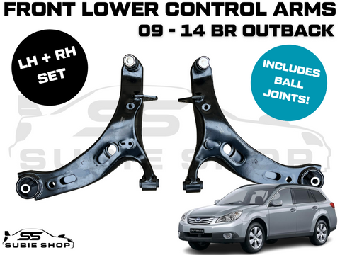 Front Lower Control Arms Pair Left Right Set Bush for 09 - 14 Subaru Outback BR