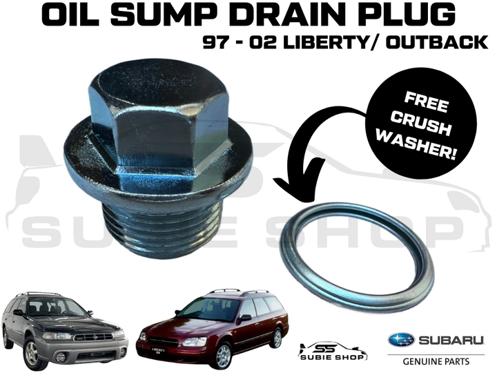 New Genuine Subaru Liberty Outback EJ H6 97 - 02 Sump Drain Plug + Crush Washer