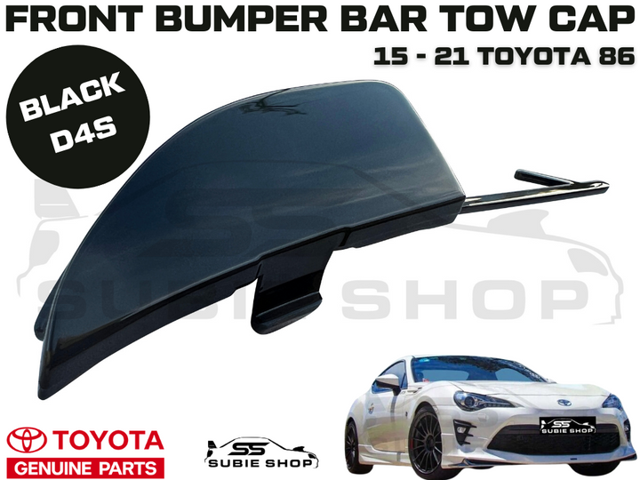 New GENUINE Toyota 86 2015 - 21 Front Bumper Bar Tow Hook Cap Cover Black D4S