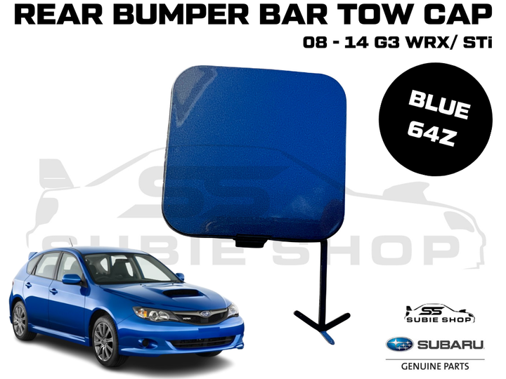 GENUINE Subaru Impreza G3 WRX STi 08 -14 Rear Bumper Bar Tow Hook Cap Cover Blue