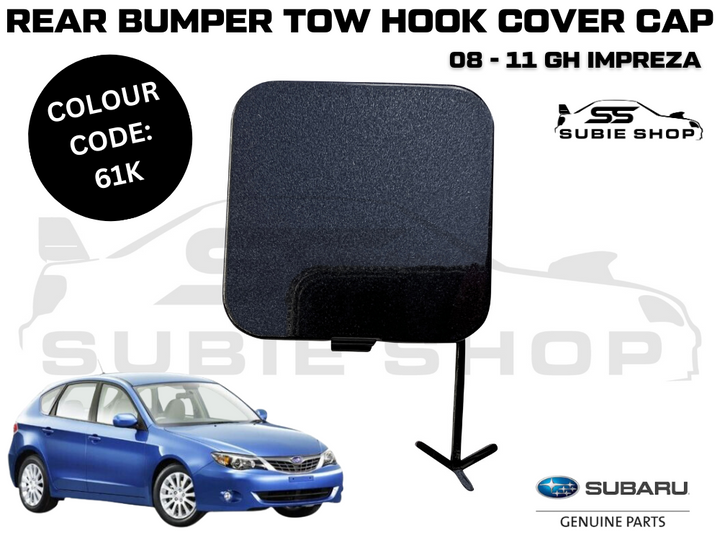 GENUINE Subaru Impreza 08 - 11 GH GE Rear Bumper Bar Tow Hook Cap Cover Grey 61K