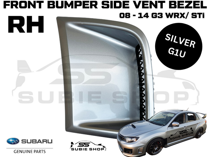 GENUINE Subaru Impreza 08 -14 G3 WRX STi Front Bumper Side Vent Bezel Silver G1U