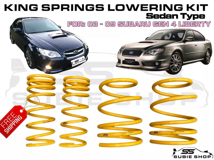 Set Front + Rear Lowered Coil King Springs For 03 - 09 Subaru Liberty GEN4 / GT