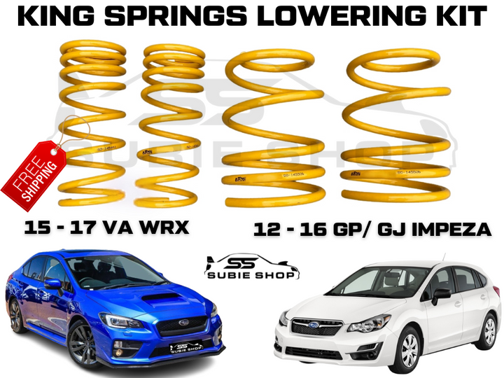 Set Front + Rear Lowered Coil KING SPRINGS For 12 - 17 Subaru Impreza GJ/ VA WRX