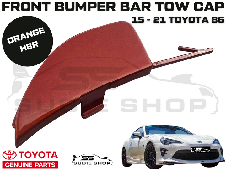 New GENUINE Toyota 86 15 - 21 Front Bumper Bar Tow Hook Cap Cover Red Orange H8R